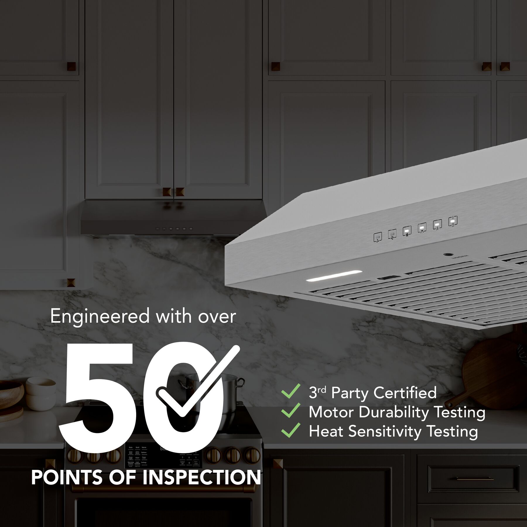 Glacier 36Inch 490 MAX Blower CFM 1.0 Sones Stainless Range Hood view 5