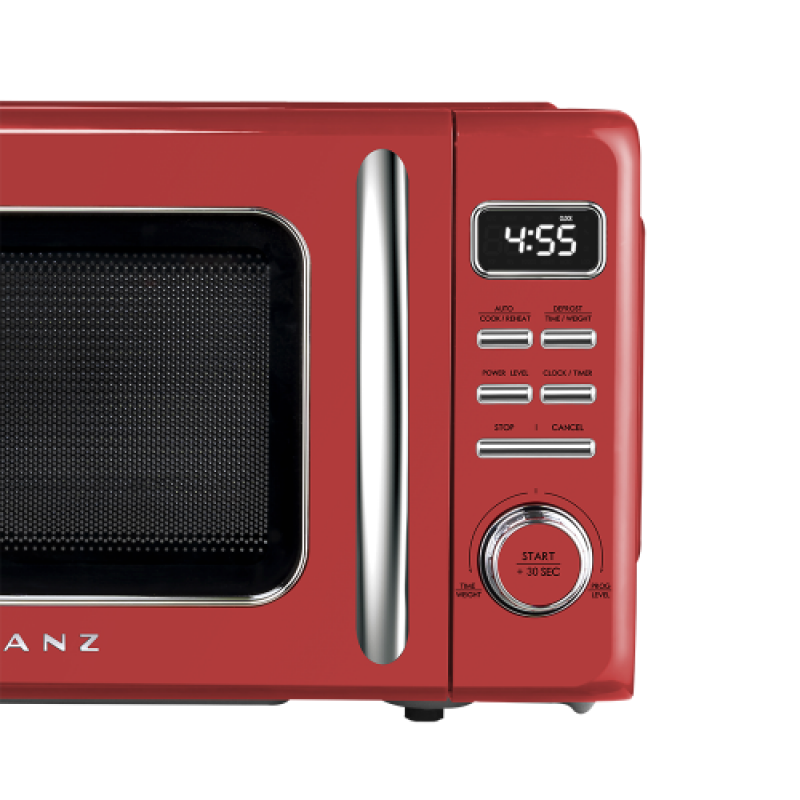 Retro Countertop Microwave Oven with Auto Cooking & Reheating Function, Quick Start Function, + 30 SEC, Viewing Window and Pull Handle Design, 1000W, 1.1 Cu Ft GLCMKZ11RDR10