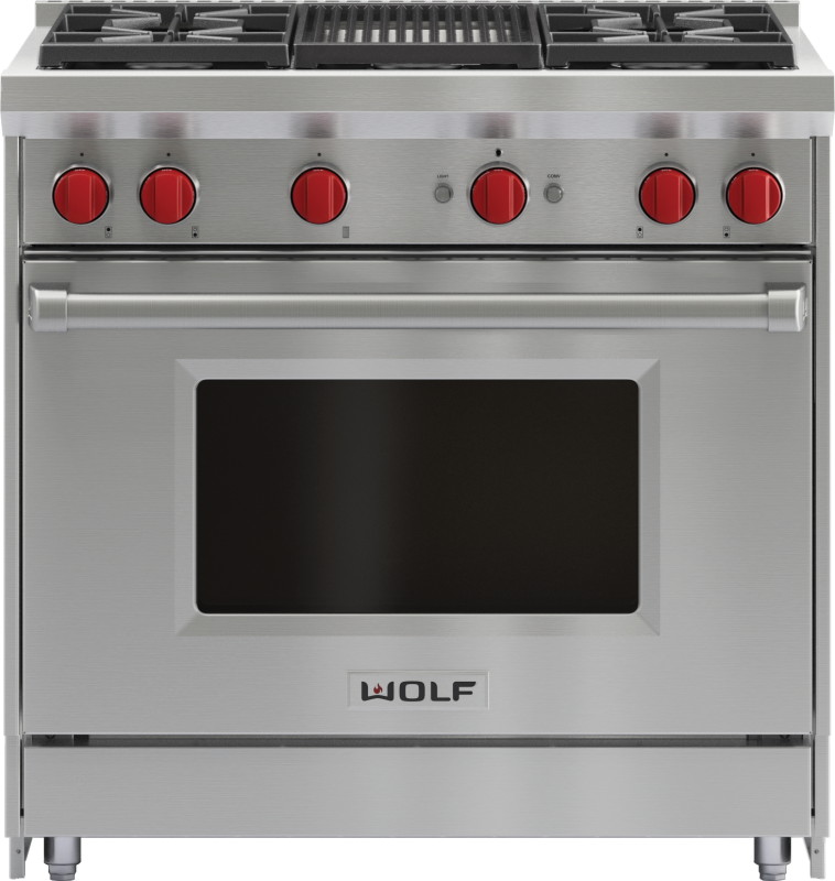 36" Gas Range - 4 Burners and Infrared Charbroiler GR364C