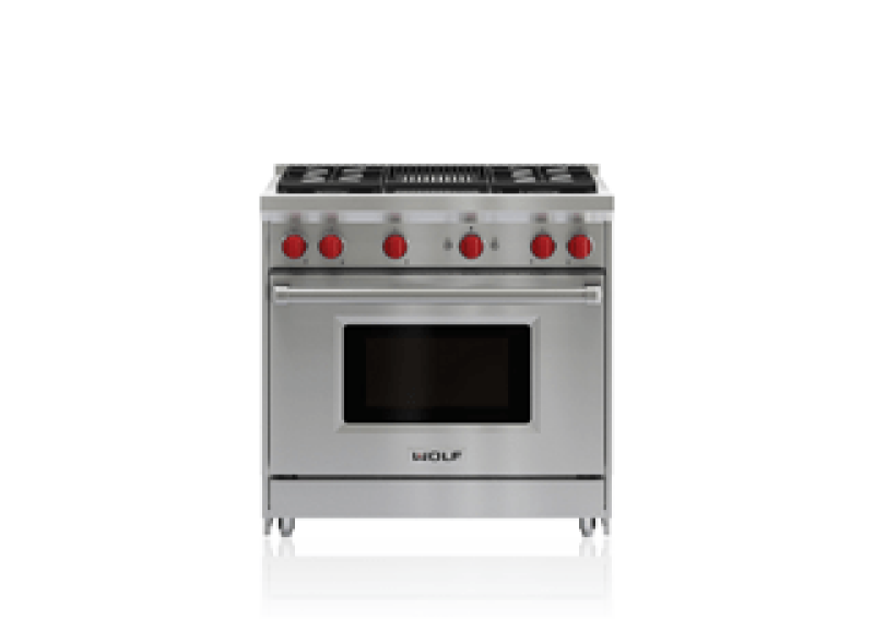 Wolf 36" Gas Range - 4 Burners and Infrared Charbroiler Stainless Steel GR364C Picture 1