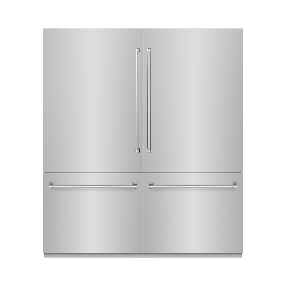 72 In. 39.6 Cu. Ft. French Door Built-in Bottom Freezer Refrigerator With Water Dispensers And Ice Makers In Stainless Steel With Graphite Gray Interior GRBIT30472
