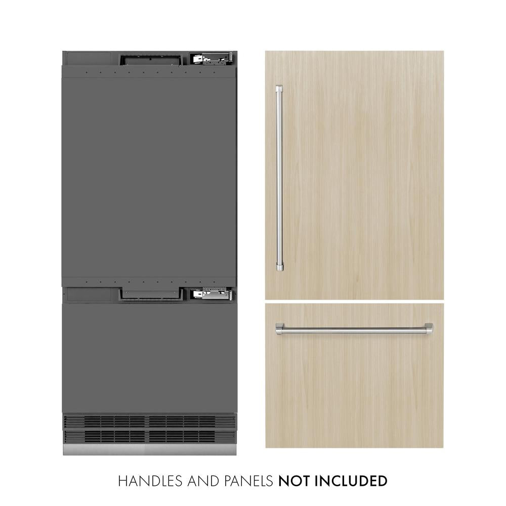 36 In. 19.8 Cu. Ft. Panel Ready Built-in Bottom Freezer Refrigerator With Water Dispenser And Ice Maker With Graphite Gray Interior GRBIT36