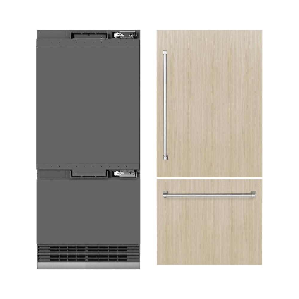 36 In. 19.8 Cu. Ft. Panel Ready Built-in Bottom Freezer Refrigerator With Water Dispenser And Ice Maker With Graphite Gray Interior GRBIT36