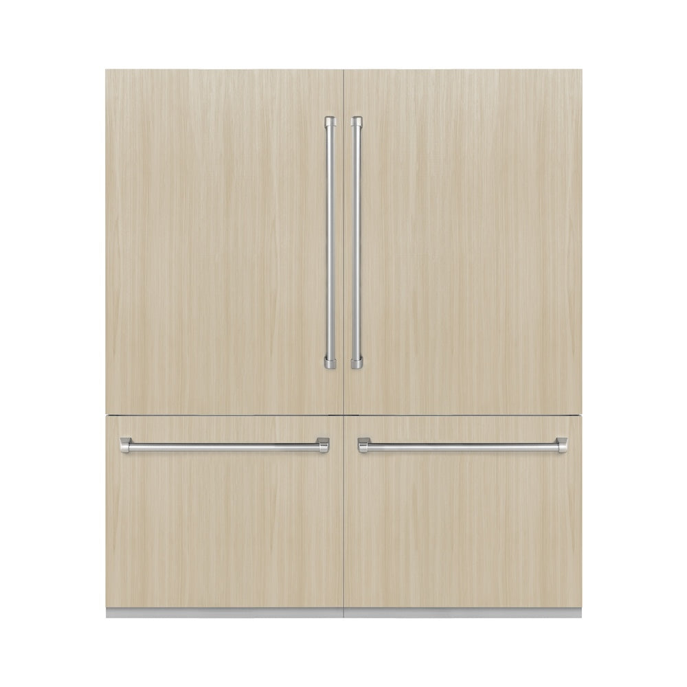 72 In. 39.6 Cu. Ft. Panel Ready French Door Built-in Bottom Freezer Refrigerator With Water Dispensers And Ice Makers With Graphite Gray Interior GRBIT72
