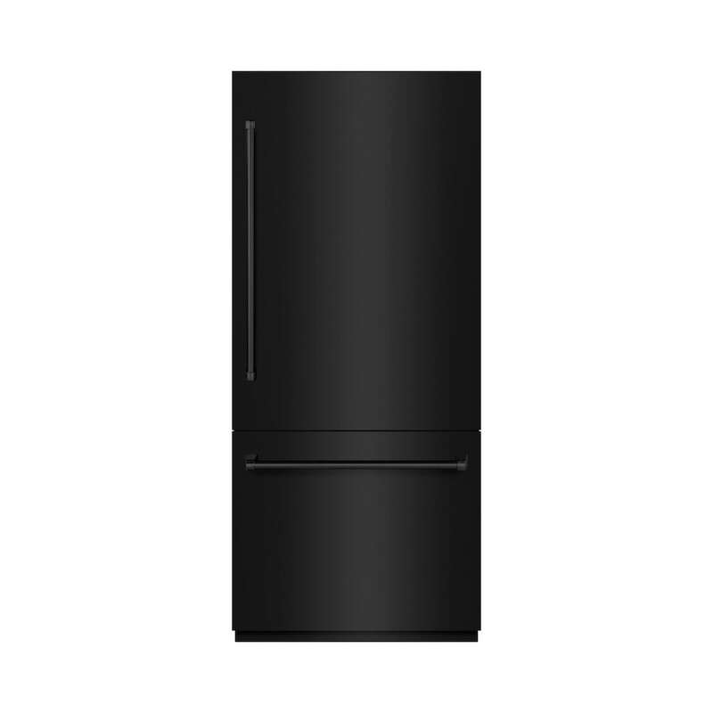 36 In. 19.8 Cu. Ft. Built-in Bottom Freezer Refrigerator With Water Dispenser And Ice Maker In Black Stainless Steel With Graphite Gray Interior GRBITBS36