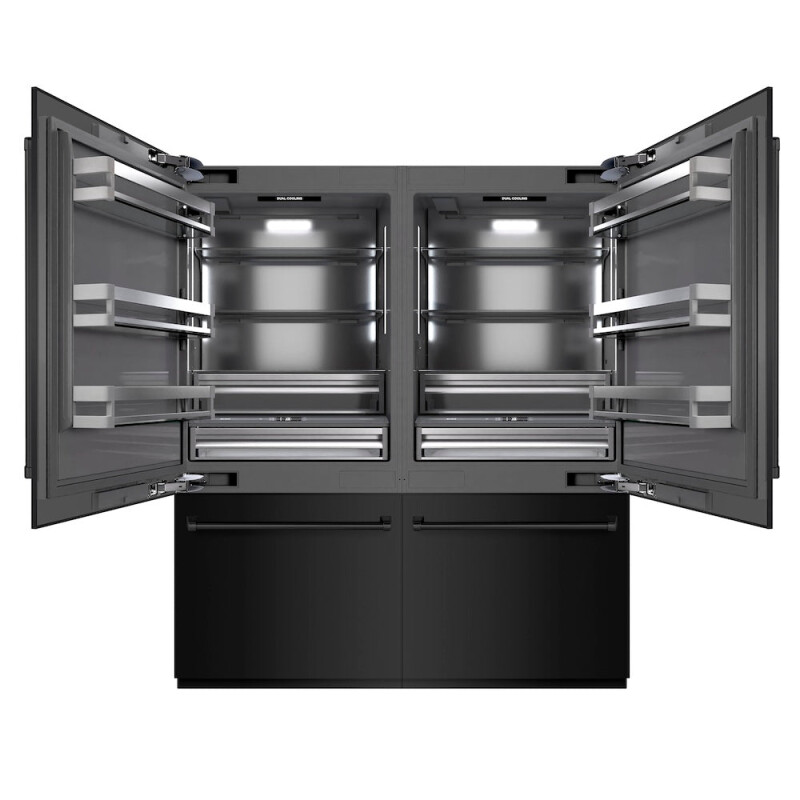 72 In. 39.6 Cu. Ft. French Door Built-in Bottom Freezer Refrigerator With Water Dispensers And Ice Makers In Black Stainless Steel With Graphite Gray Interior GRBITBS72