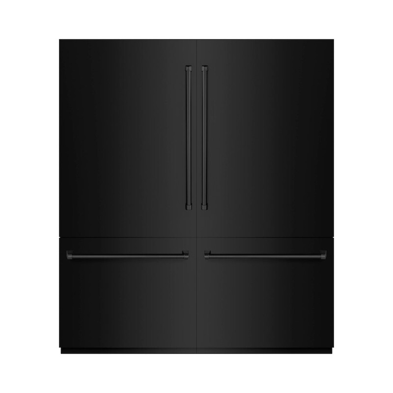 72 In. 39.6 Cu. Ft. French Door Built-in Bottom Freezer Refrigerator With Water Dispensers And Ice Makers In Black Stainless Steel With Graphite Gray Interior GRBITBS72