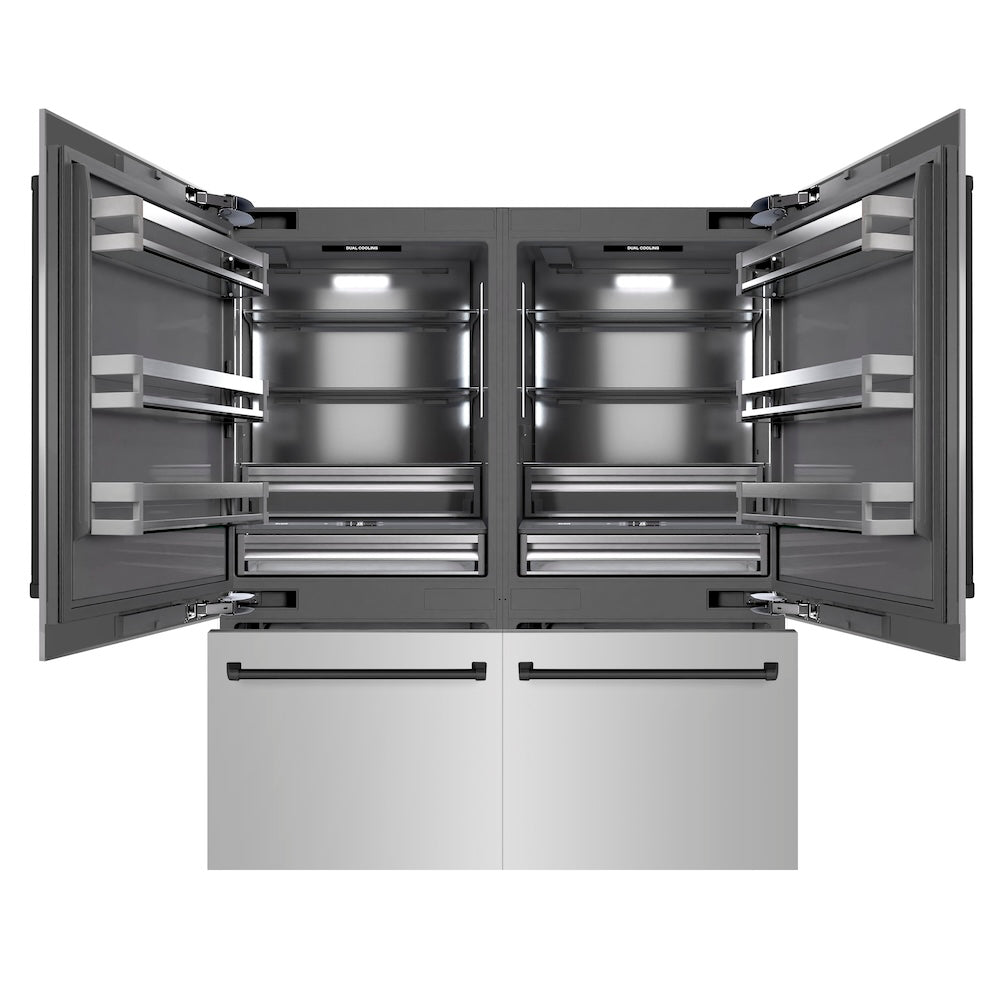 Autograph Edition 72 In. 39.6 Cu. Ft. French Door Built-in Bottom Freezer Refrigerator With Water Dispensers And Ice Makers In Stainless Steel With Graphite Gray Interior And Matte Black Acce