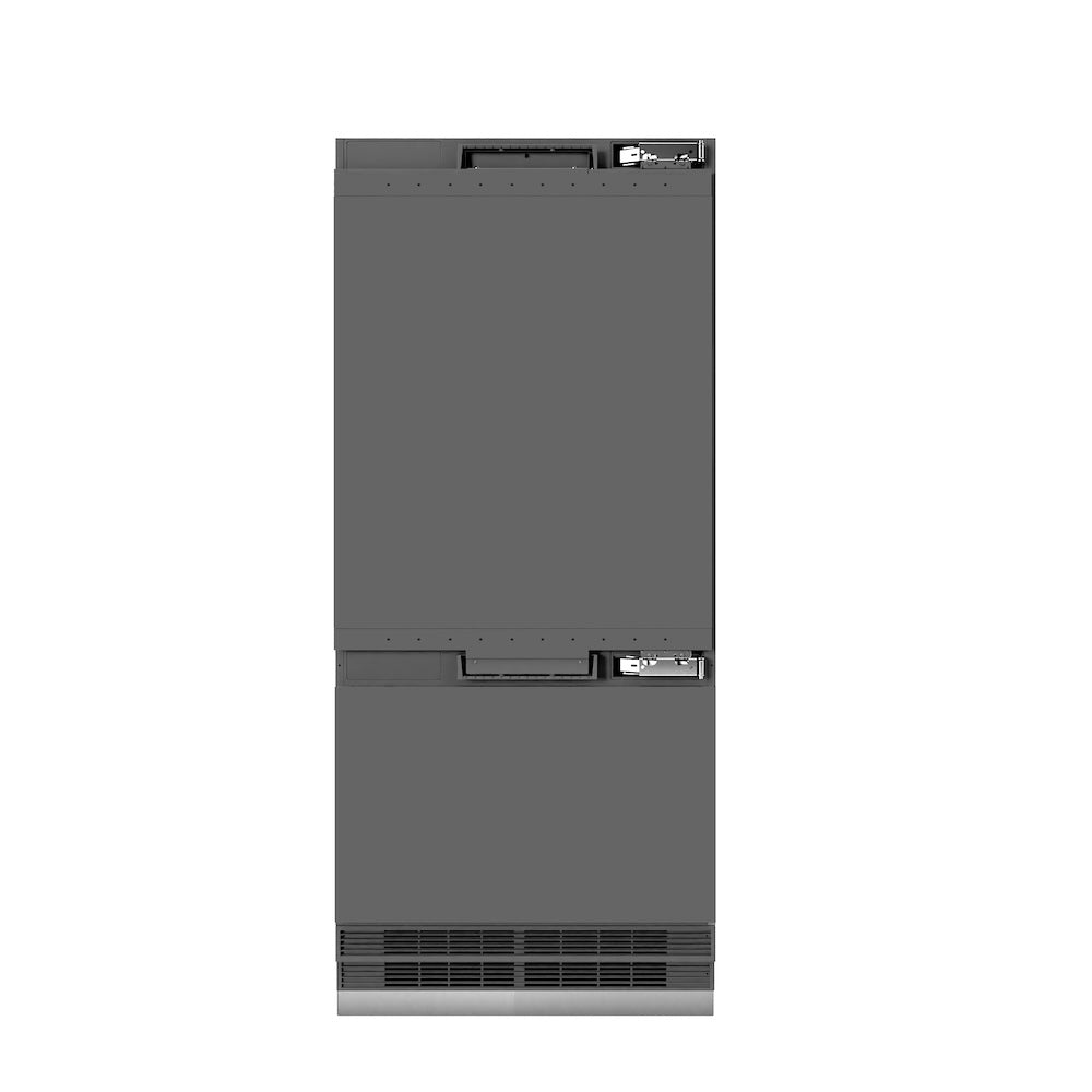 Autograph Edition 36 In. 19.8 Cu. Ft. Panel Ready Built-in Bottom Freezer Refrigerator With Water Dispenser And Ice Maker With Graphite Gray Interior And Matte Black Accents GRBITZ36MB