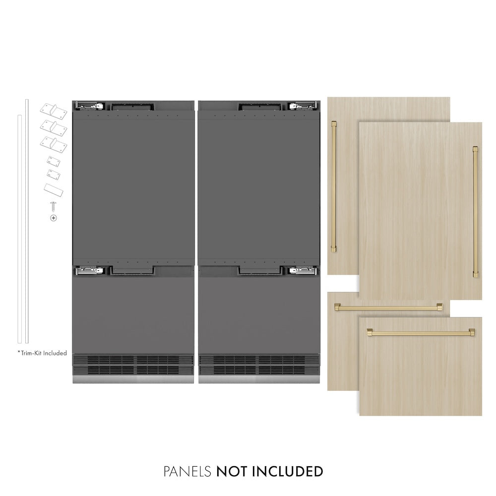 Autograph Edition 72 In. 39.6 Cu. Ft. Panel Ready French Door Built-in Bottom Freezer Refrigerator With Water Dispensers And Ice Makers With Graphite Gray Interior And Champagne Bronze Accent GRBITZ72CB