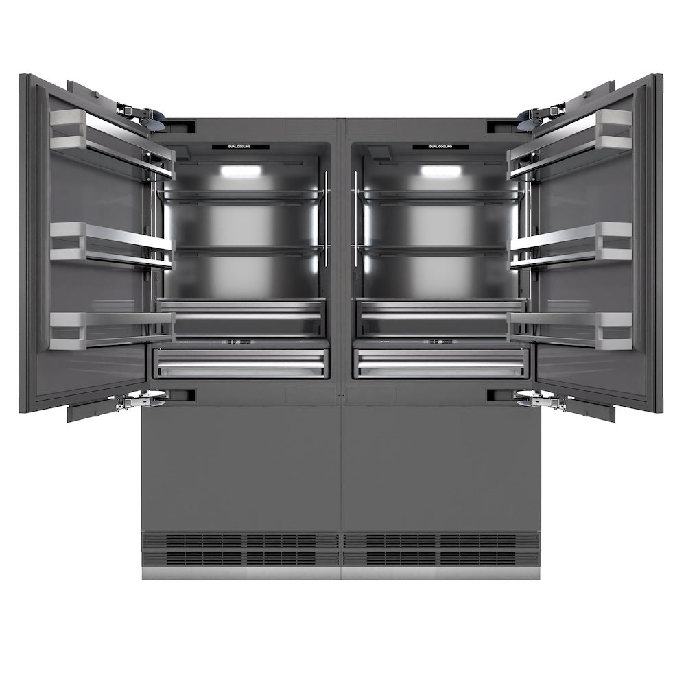 Autograph Edition 72 In. 39.6 Cu. Ft. Panel Ready French Door Built-in Bottom Freezer Refrigerator With Water Dispensers And Ice Makers With Graphite Gray Interior And Matte Black Accents GRB