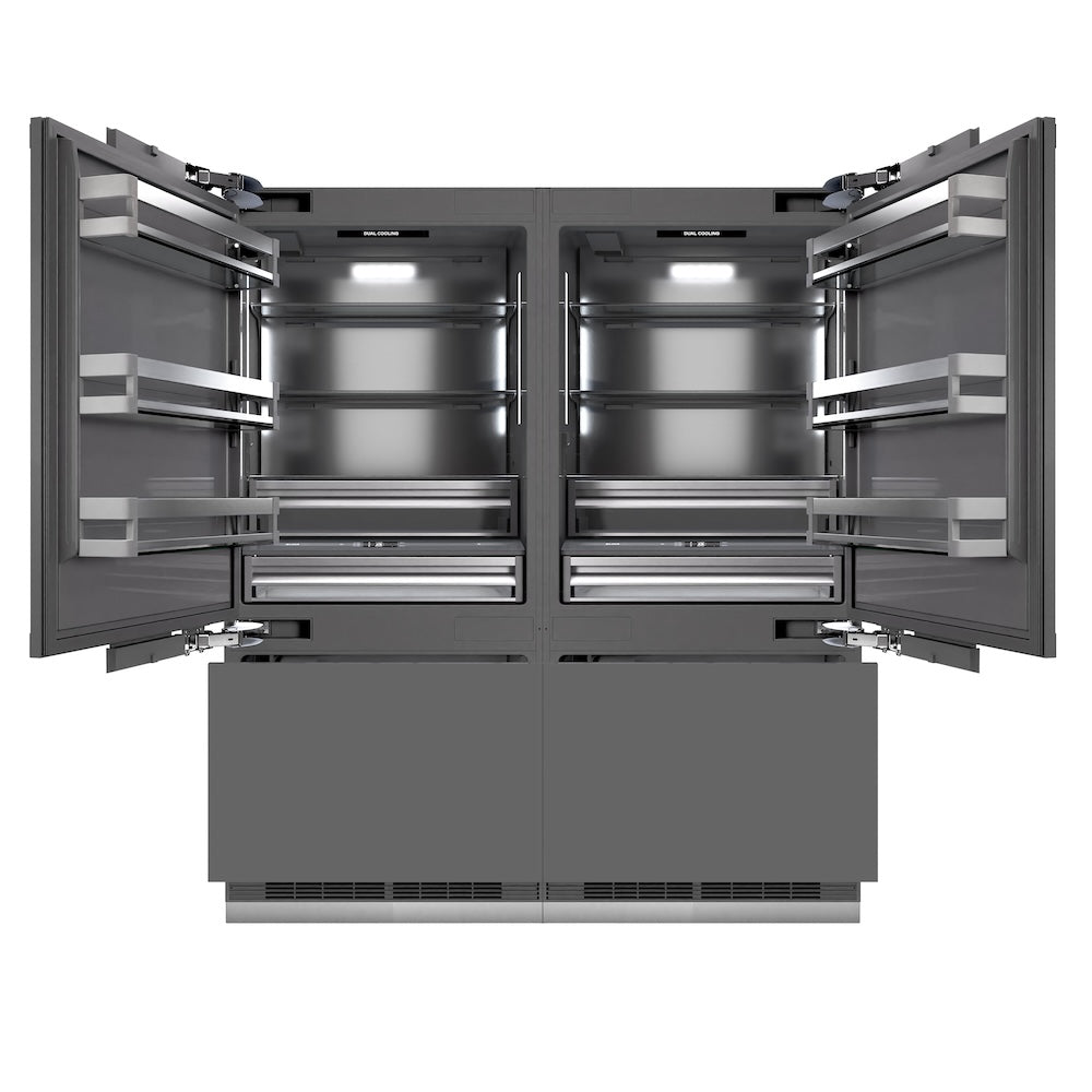 Autograph Edition 72 In. 39.6 Cu. Ft. Panel Ready French Door Built-in Bottom Freezer Refrigerator With Water Dispensers And Ice Makers With Graphite Gray Interior And Matte Black Accents GRBITZ72MB
