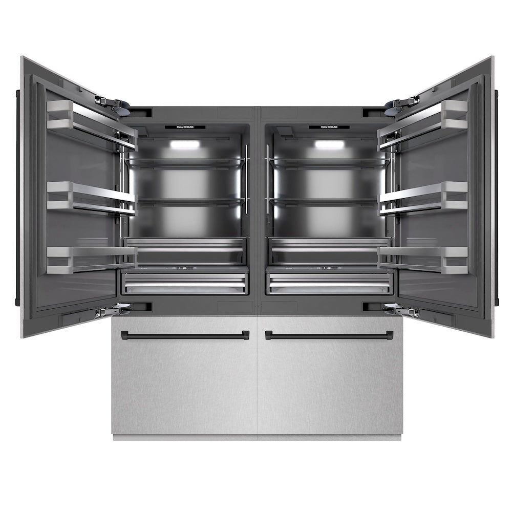 Autograph Edition 72 In. 39.6 Cu. Ft. French Door Built-in Bottom Freezer Refrigerator With Water Dispensers And Ice Makers In Satin Stainless Steel With Graphite Gray Interior And Matte Blac