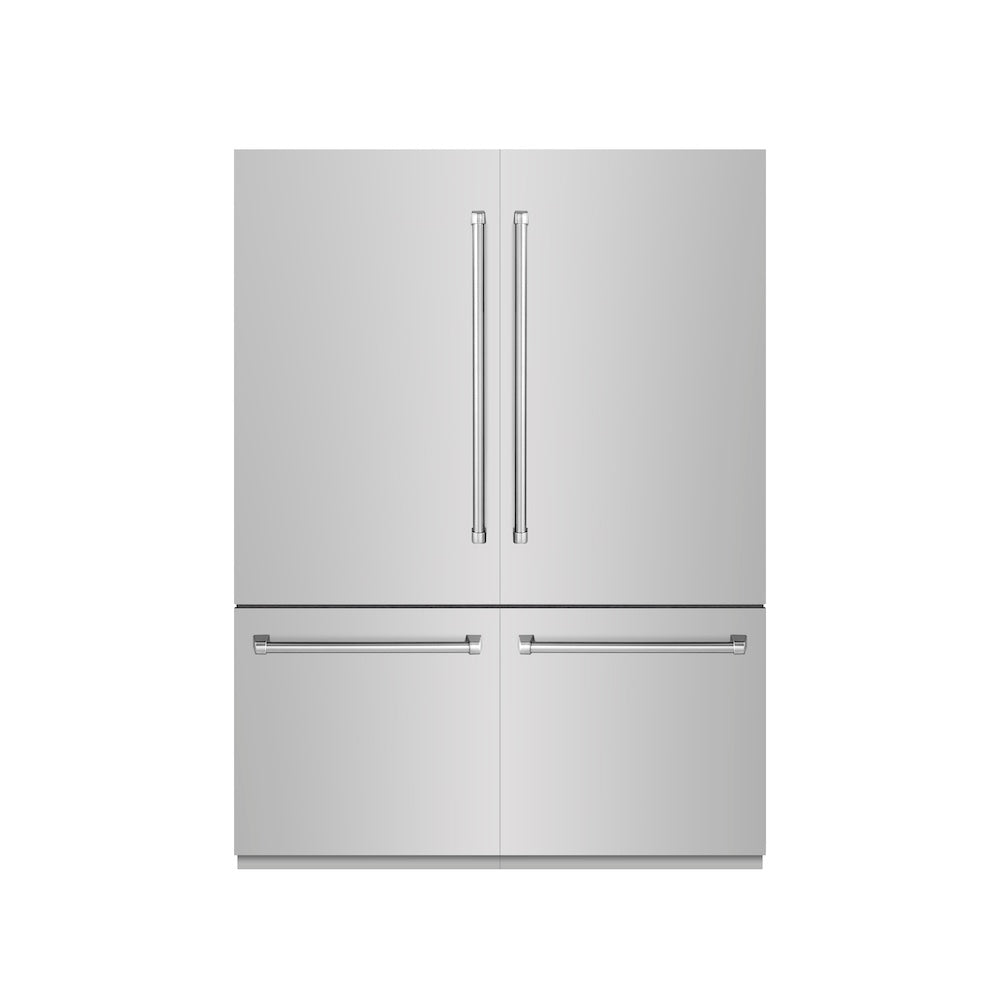60 In. 32.2 Cu. Ft. French Door Built-in Bottom Freezer Refrigerator With Water Dispensers And Ice Makers In Stainless Steel With Graphite Gray Interior GRBIV30460