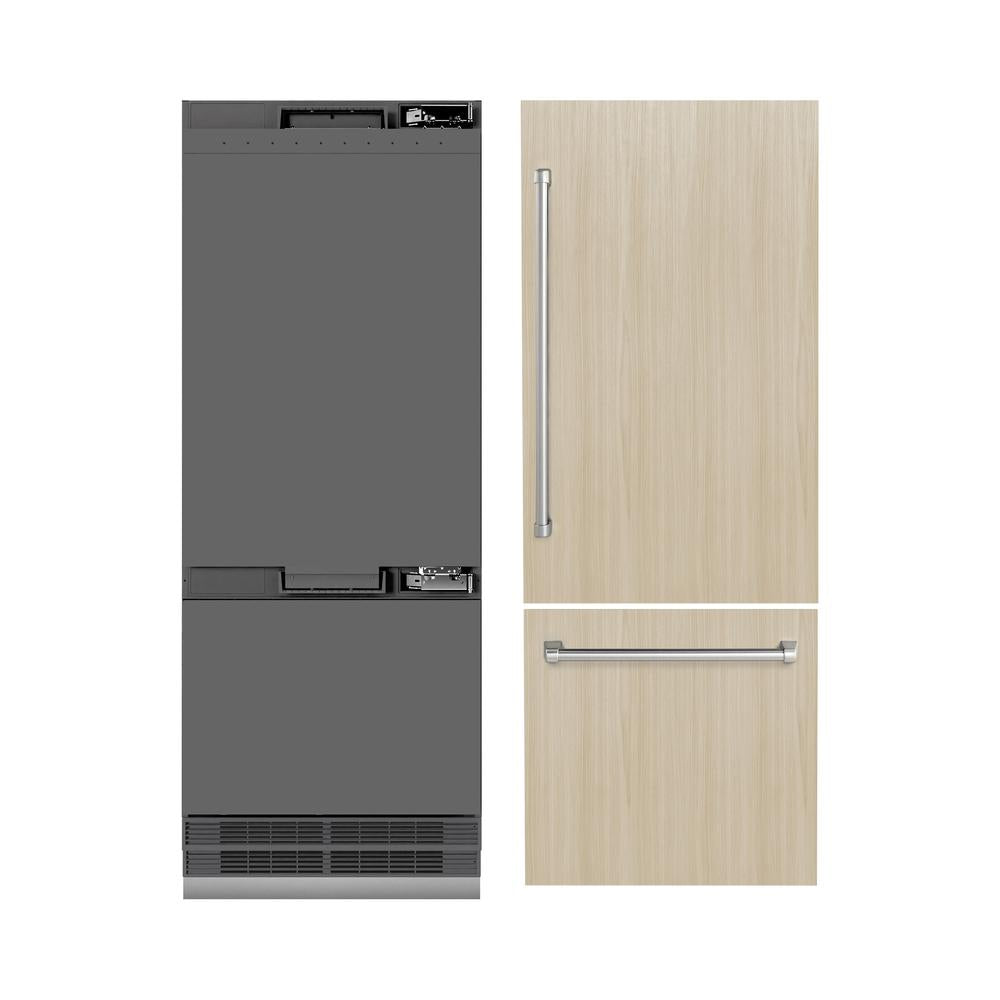 30 In. 16.1 Cu. Ft. Panel Ready Built-in Bottom Freezer Refrigerator With Water Dispenser And Ice Maker With Graphite Gray Interior GRBIV30