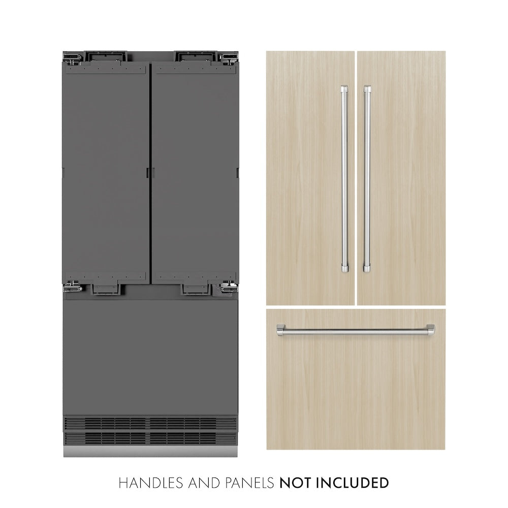 36 In. 19.6 Cu. Ft. Panel Ready French Door Built-in Bottom Freezer Refrigerator With Water Dispenser And Ice Maker With Graphite Gray Interior GRBIV36