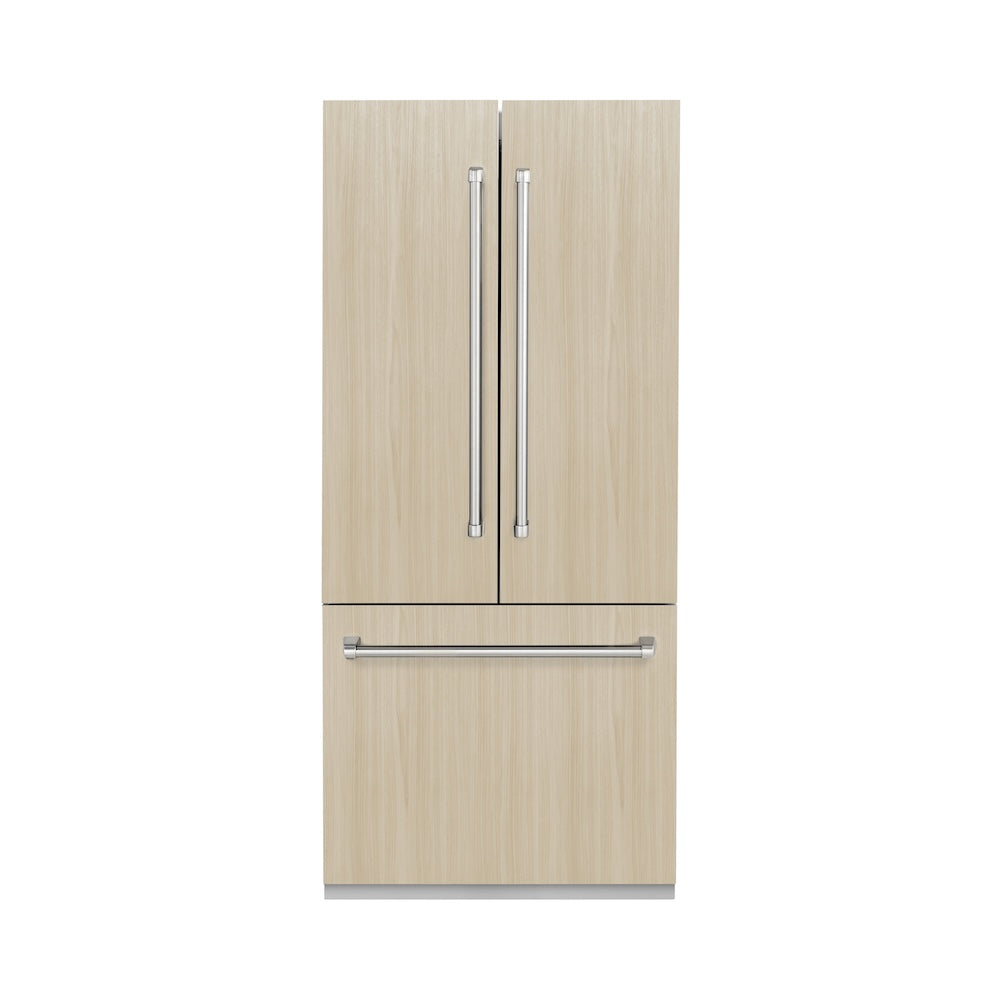 36 In. 19.6 Cu. Ft. Panel Ready French Door Built-in Bottom Freezer Refrigerator With Water Dispenser And Ice Maker With Graphite Gray Interior GRBIV36