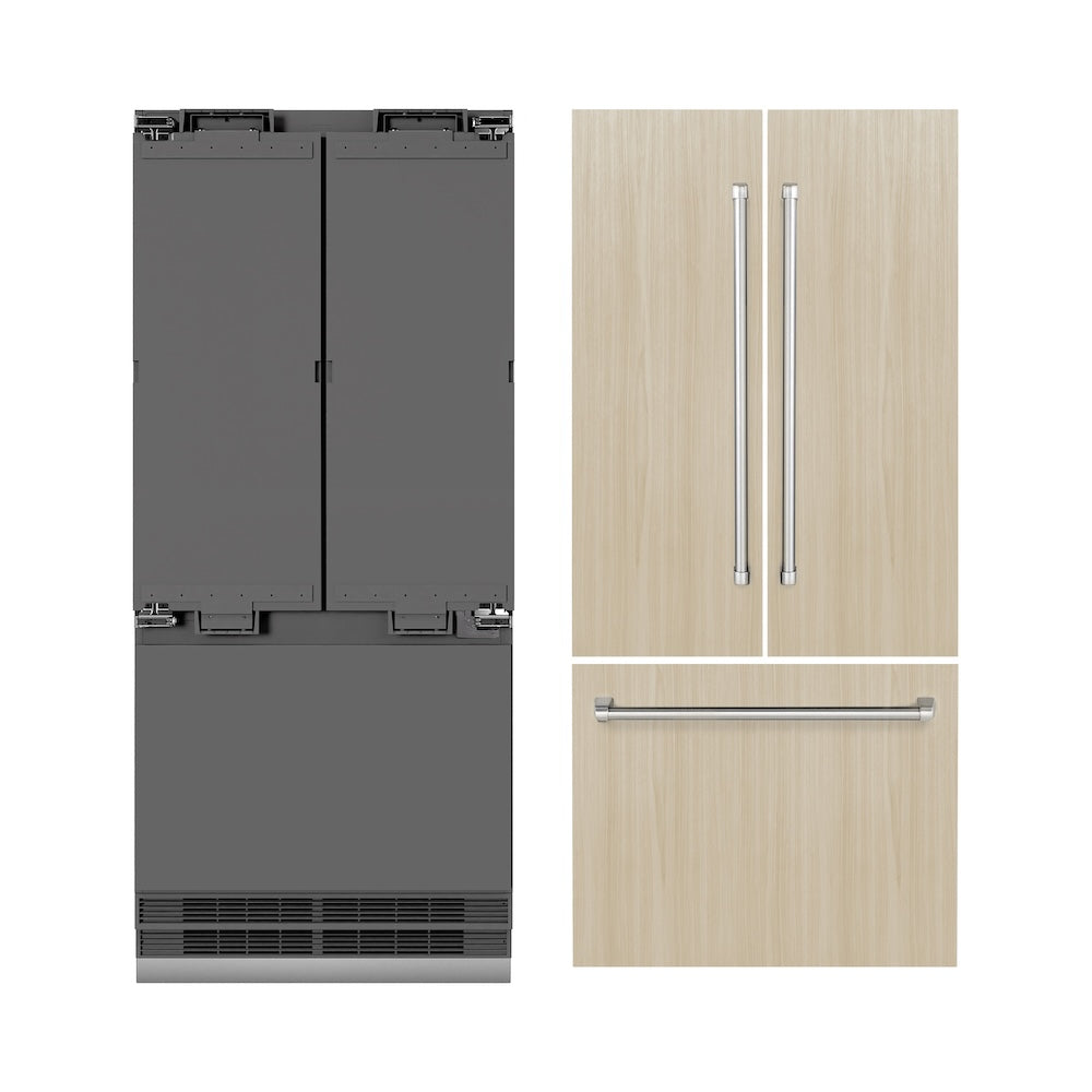 36 In. 19.6 Cu. Ft. Panel Ready French Door Built-in Bottom Freezer Refrigerator With Water Dispenser And Ice Maker With Graphite Gray Interior GRBIV36