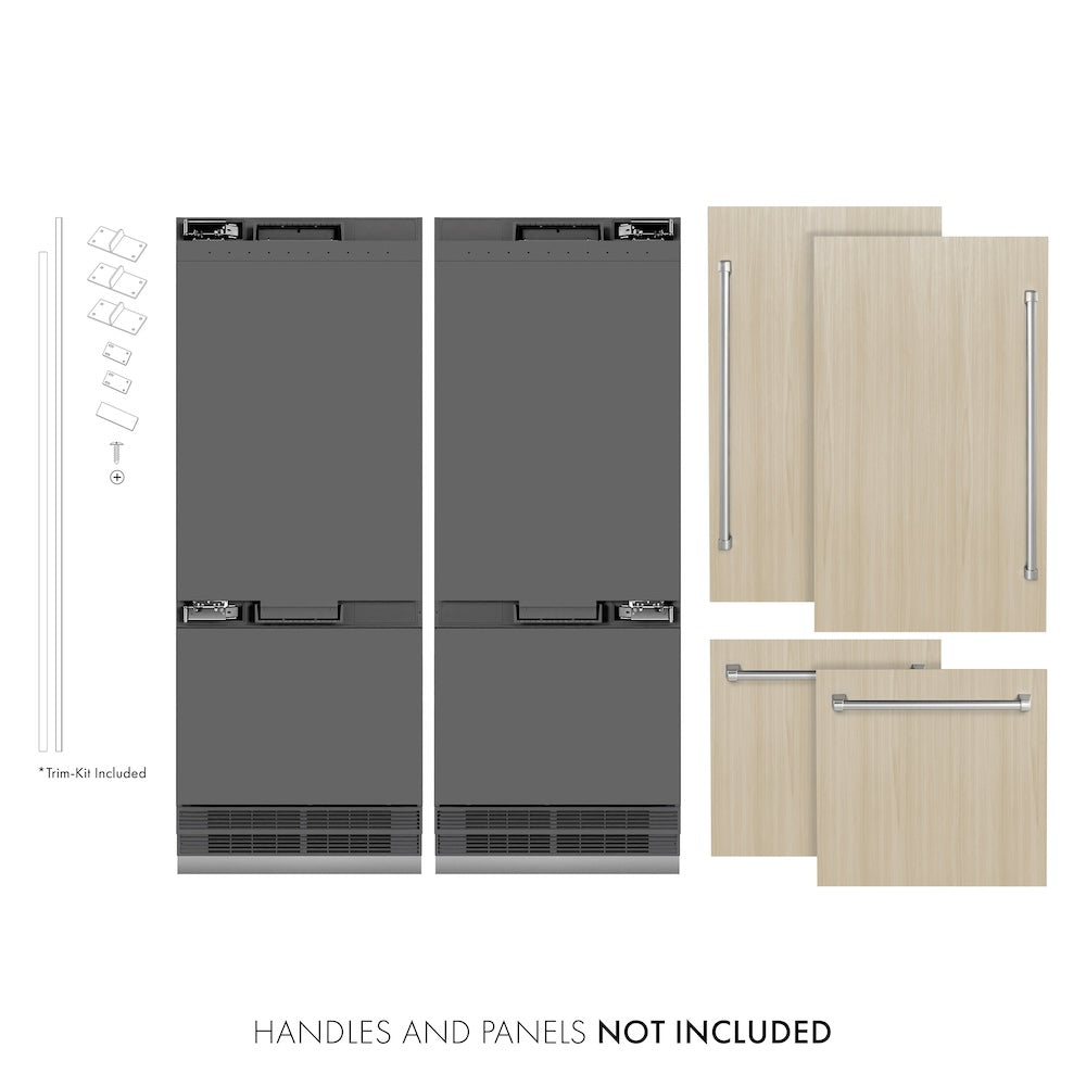 60 In. 32.2 Cu. Ft. Panel Ready French Door Built-in Bottom Freezer Refrigerator With Water Dispensers And Ice Makers With Graphite Gray Interior GRBIV60