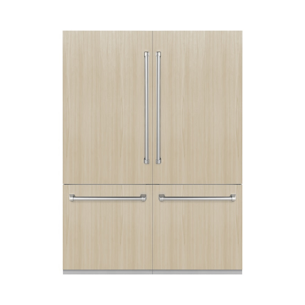 60 In. 32.2 Cu. Ft. Panel Ready French Door Built-in Bottom Freezer Refrigerator With Water Dispensers And Ice Makers With Graphite Gray Interior GRBIV60