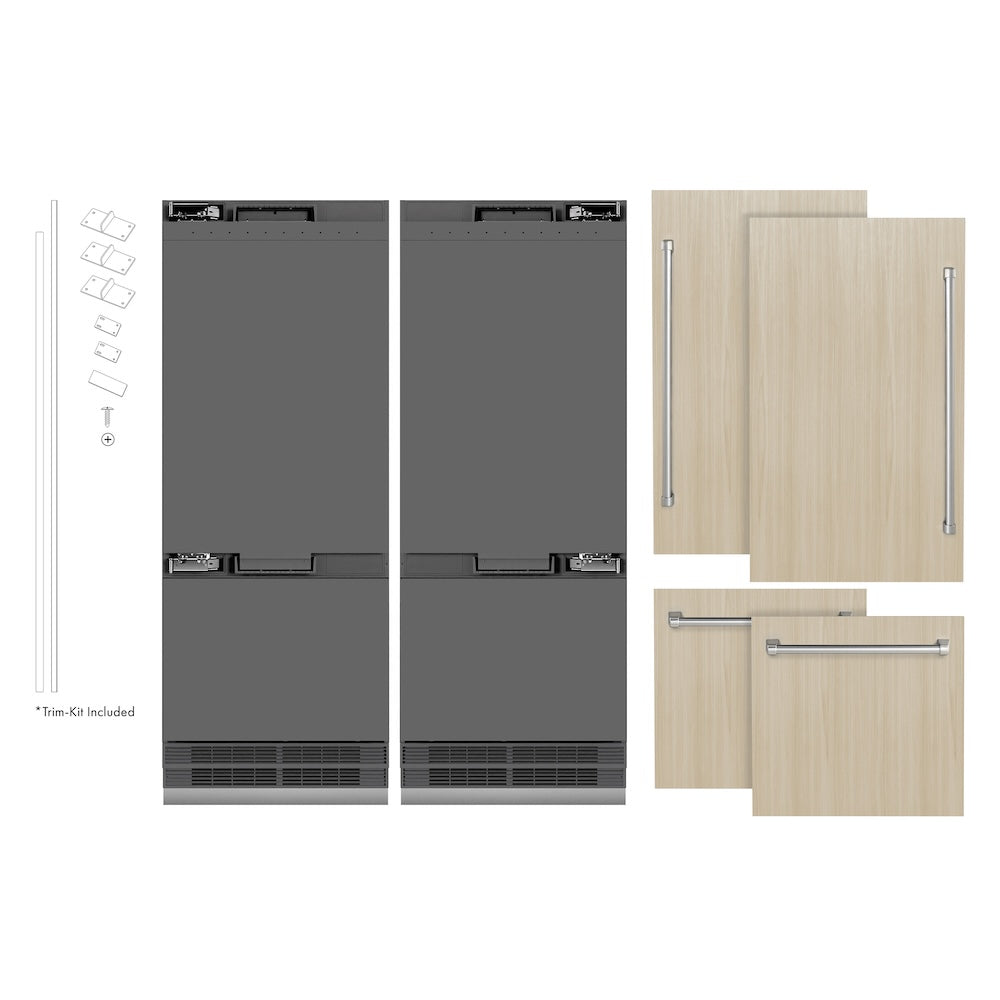 60 In. 32.2 Cu. Ft. Panel Ready French Door Built-in Bottom Freezer Refrigerator With Water Dispensers And Ice Makers With Graphite Gray Interior GRBIV60