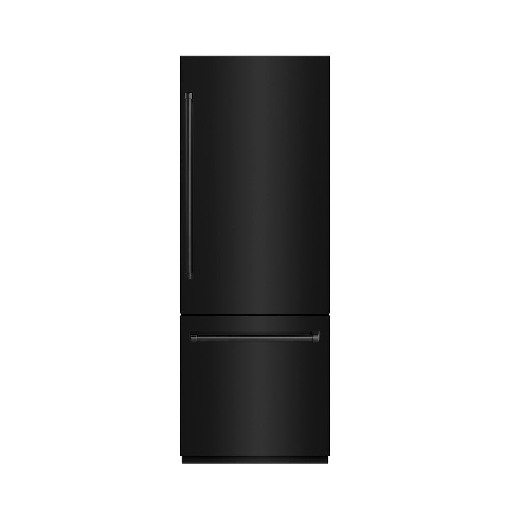 30 In. 16.1 Cu. Ft. Built-in Bottom Freezer Refrigerator With Water Dispenser And Ice Maker In Black Stainless Steel With Graphite Gray Interior GRBIVBS30