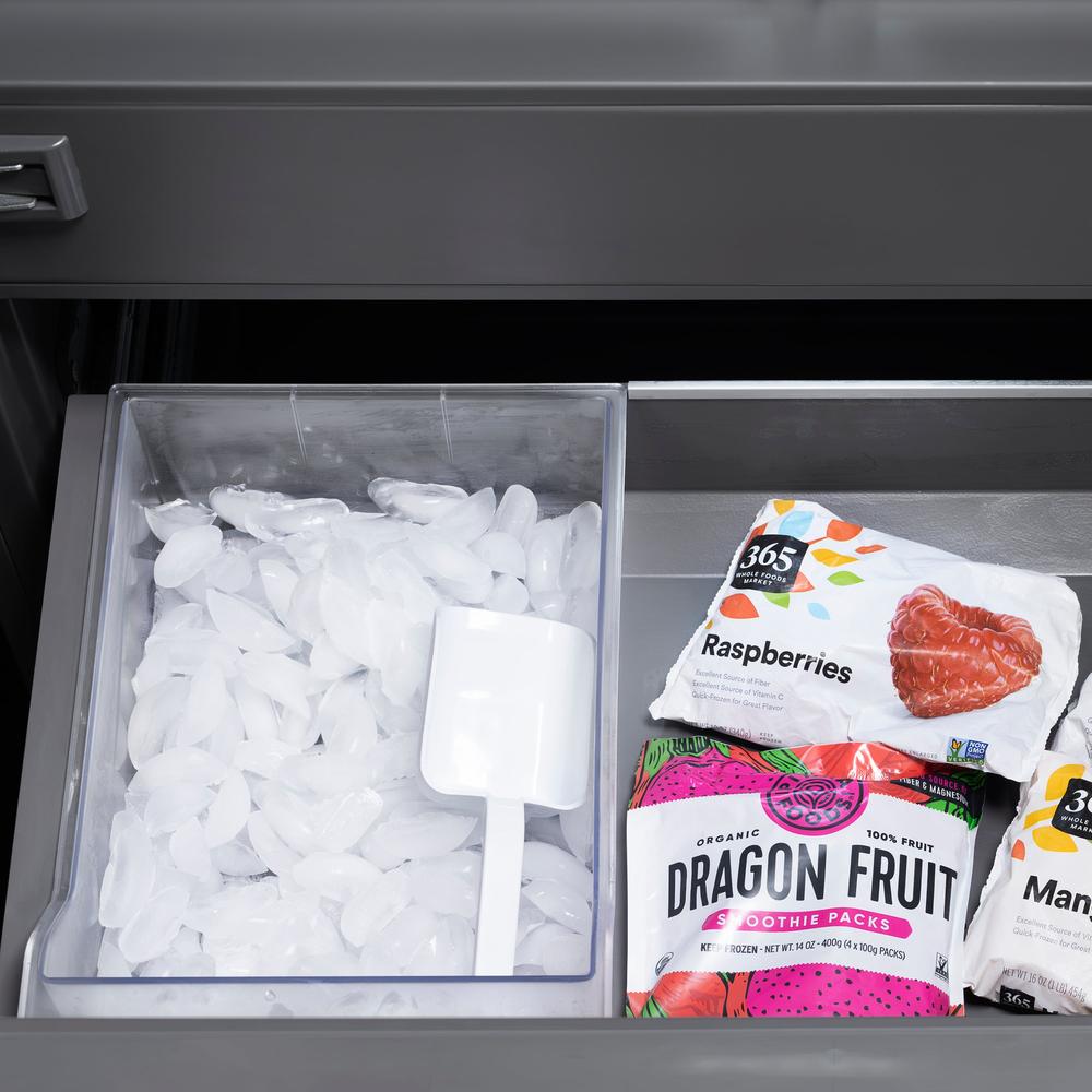 30 In. 16.1 Cu. Ft. Built-in Bottom Freezer Refrigerator With Water Dispenser And Ice Maker In Black Stainless Steel With Graphite Gray Interior GRBIVBS30