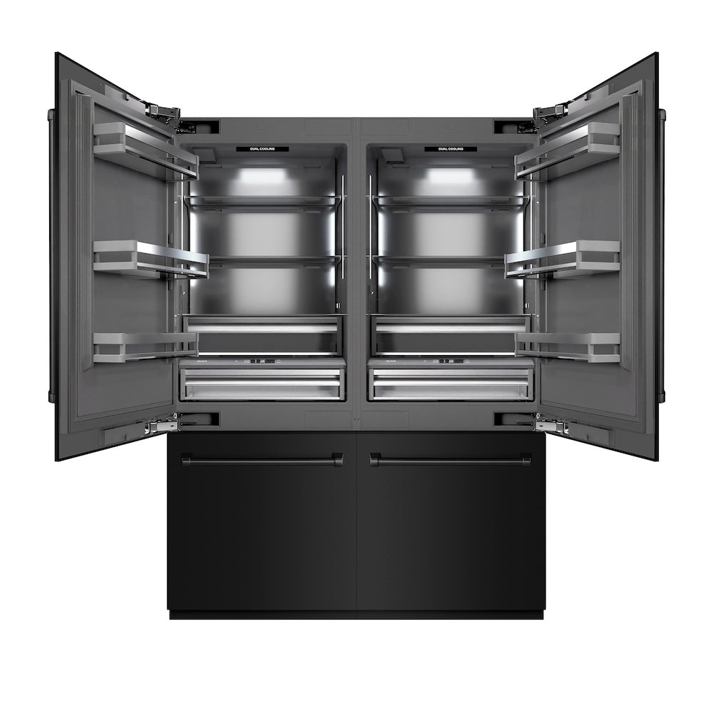 60 In. 32.2 Cu. Ft. French Door Built-in Bottom Freezer Refrigerator With Water Dispensers And Ice Makers In Black Stainless Steel With Graphite Gray Interior GRBIVBS60