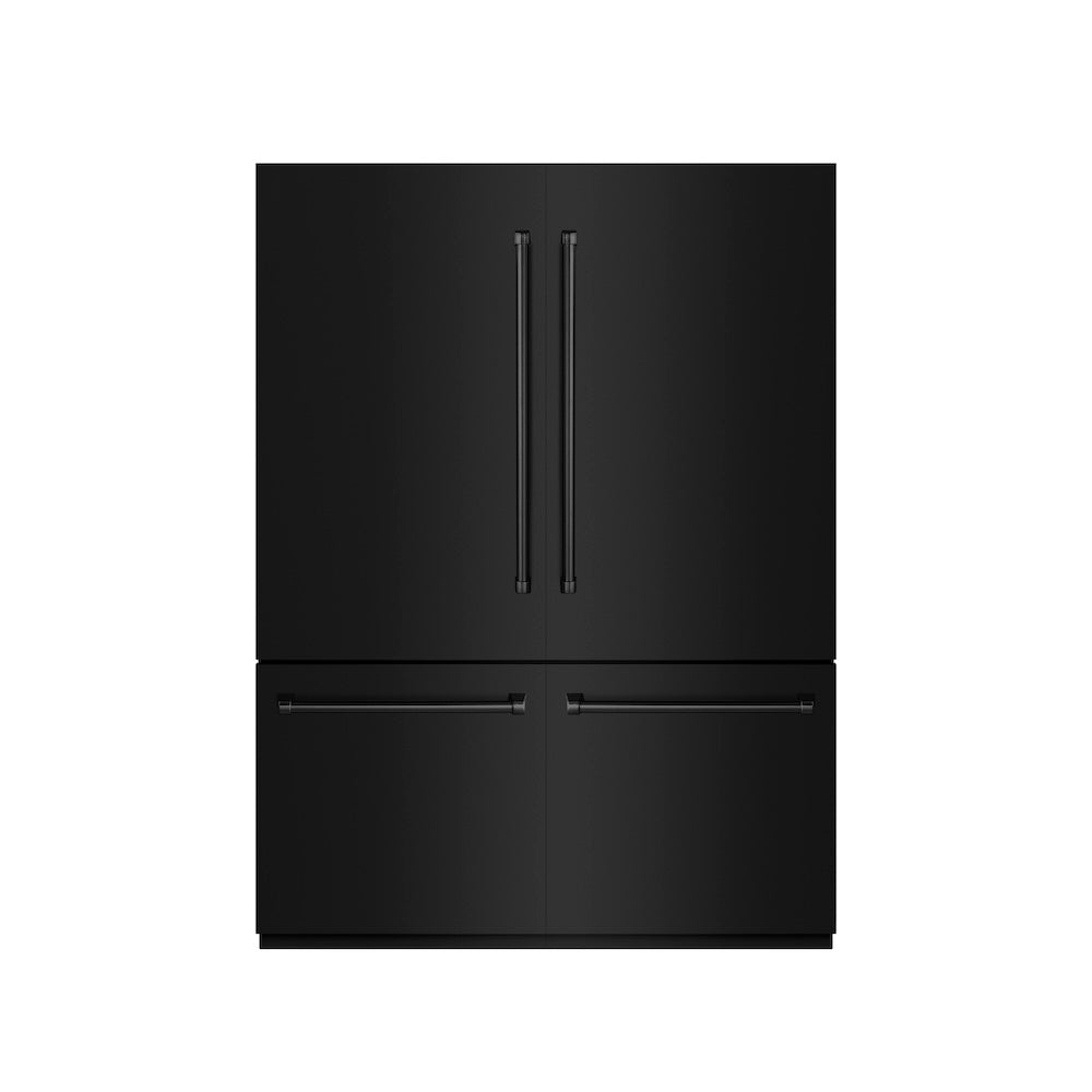 60 In. 32.2 Cu. Ft. French Door Built-in Bottom Freezer Refrigerator With Water Dispensers And Ice Makers In Black Stainless Steel With Graphite Gray Interior GRBIVBS60