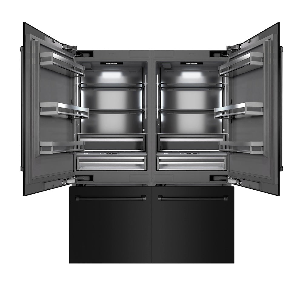 60 In. 32.2 Cu. Ft. French Door Built-in Bottom Freezer Refrigerator With Water Dispensers And Ice Makers In Black Stainless Steel With Graphite Gray Interior GRBIVBS60