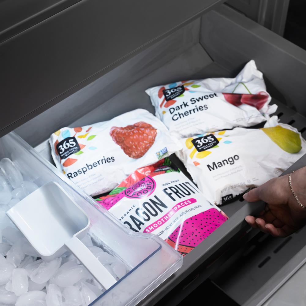 60 In. 32.2 Cu. Ft. French Door Built-in Bottom Freezer Refrigerator With Water Dispensers And Ice Makers In Black Stainless Steel With Graphite Gray Interior GRBIVBS60