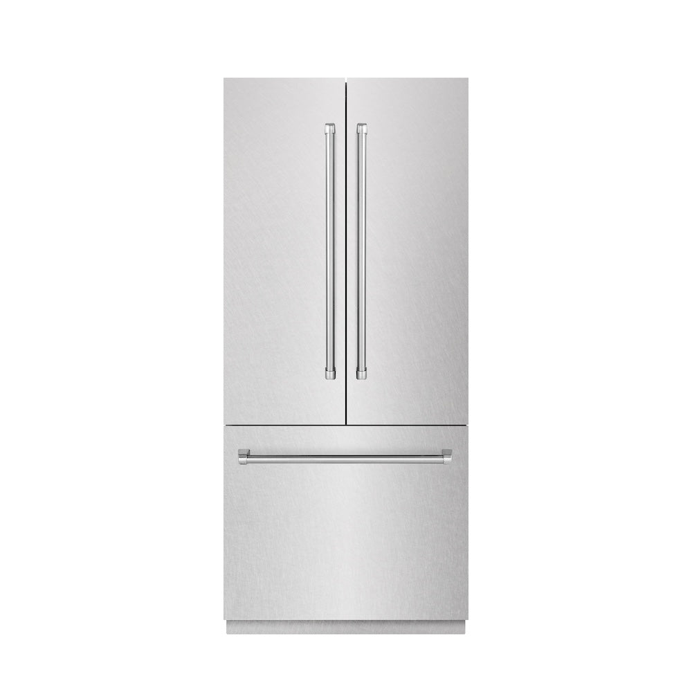 36 In. 19.6 Cu. Ft. French Door Built-in Bottom Freezer Refrigerator With Water Dispenser And Ice Maker In Satin Stainless Steel With Graphite Gray Interior GRBIVSN36