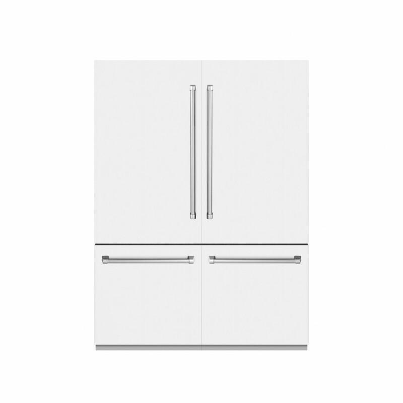 60 In. 32.2 Cu. Ft. French Door Built-in Bottom Freezer Refrigerator With Water Dispensers And Ice Makers In White Matte With Graphite Gray Interior GRBIVWM60