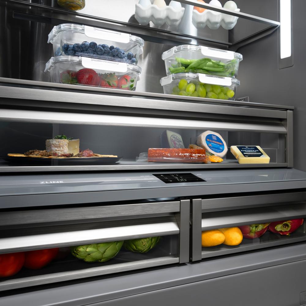 Autograph Edition 36 In. 19.6 Cu. Ft. French Door Built-in Bottom Freezer Refrigerator With Water Dispenser And Ice Maker In Stainless Steel With Graphite Gray Interior And Champagne Bronze A GRBIVZ30436CB
