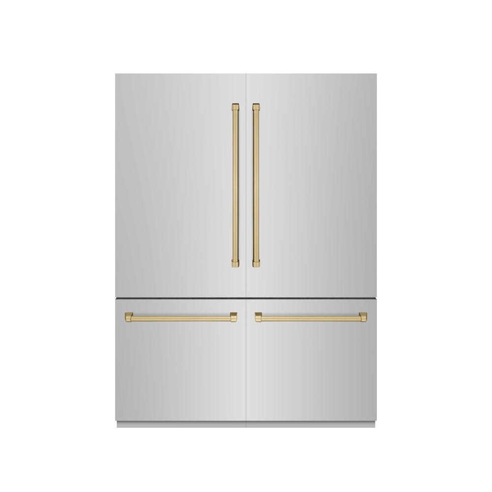 Autograph Edition 60 In. 32.2 Cu. Ft. French Door Built-in Bottom Freezer Refrigerator With Water Dispenser And Ice Maker In Stainless Steel With Graphite Gray Interior And Champagne Bronze A GRBIVZ30460CB