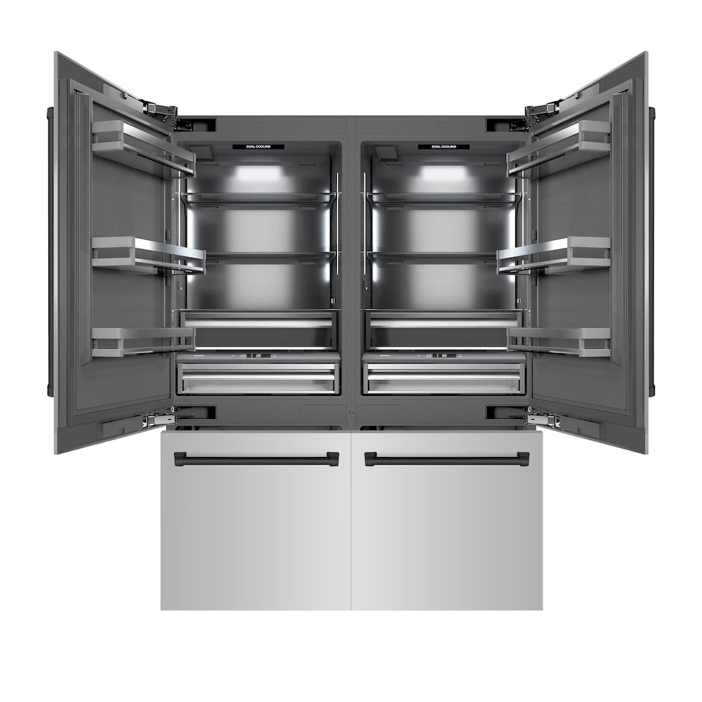 Autograph Edition 60 In. 32.2 Cu. Ft. French Door Built-in Bottom Freezer Refrigerator With Water Dispenser And Ice Maker In Stainless Steel With Graphite Gray Interior And Matte Black Accent