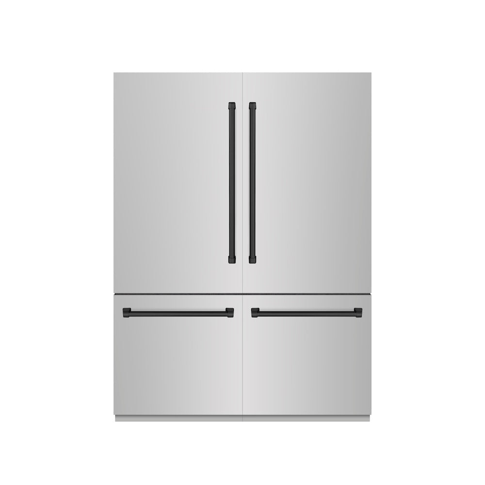 Autograph Edition 60 In. 32.2 Cu. Ft. French Door Built-in Bottom Freezer Refrigerator With Water Dispenser And Ice Maker In Stainless Steel With Graphite Gray Interior And Matte Black Accent GRBIVZ30460MB