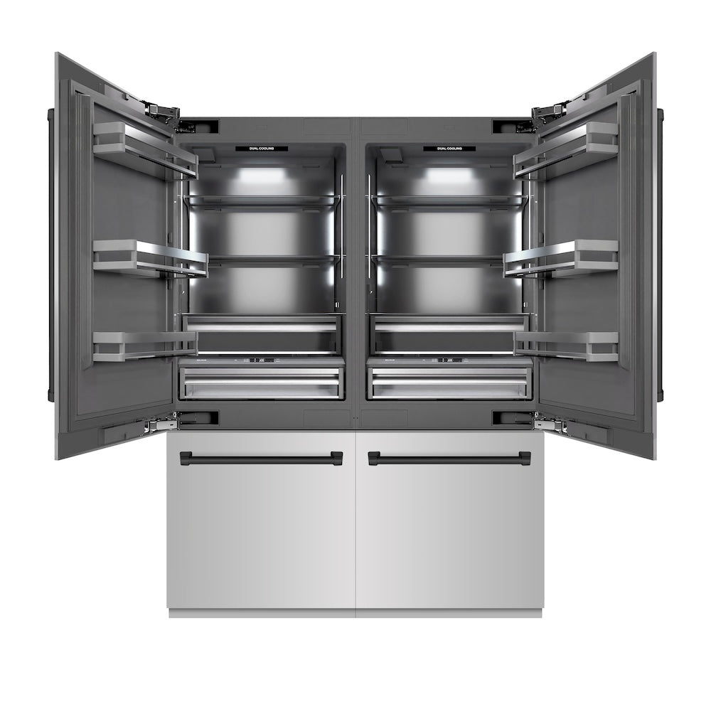 Autograph Edition 60 In. 32.2 Cu. Ft. French Door Built-in Bottom Freezer Refrigerator With Water Dispenser And Ice Maker In Stainless Steel With Graphite Gray Interior And Matte Black Accent GRBIVZ30460MB