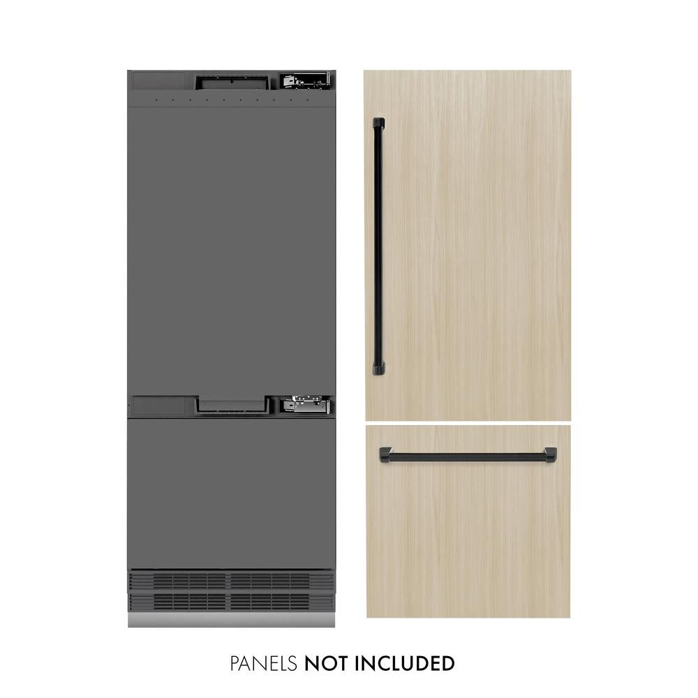 Autograph Edition 30 In. 16.1 Cu. Ft. Panel Ready Built-in Bottom Freezer Refrigerator With Water Dispenser And Ice Maker With Graphite Gray Interior And Matte Black Accents GRBIVZ30MB