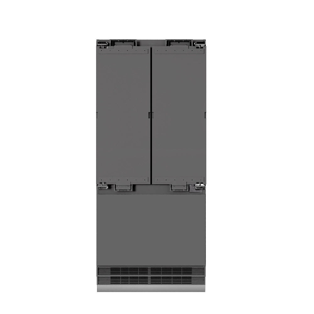 Autograph Edition 36 In. 19.6 Cu. Ft. Panel Ready French Door Built-in Bottom Freezer Refrigerator With Water Dispenser And Ice Maker With Graphite Gray Interior And Champagne Bronze Accents GRBIVZ36CB