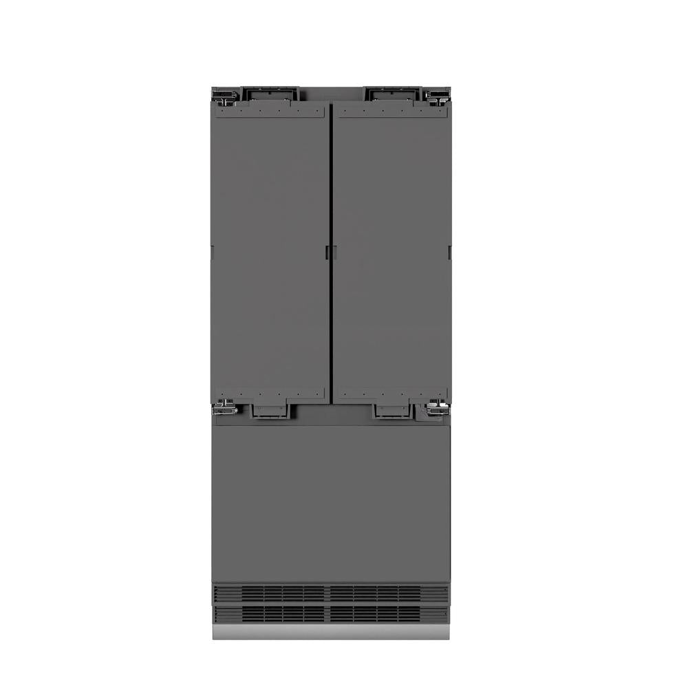 Autograph Edition 36 In. 19.6 Cu. Ft. Panel Ready French Door Built-in Bottom Freezer Refrigerator With Water Dispenser And Ice Maker With Graphite Gray Interior And Polished Gold Accents GRBIVZ36G