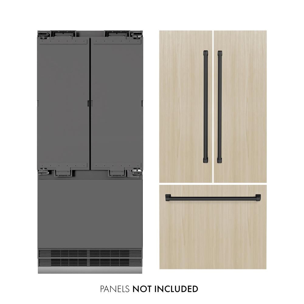 Autograph Edition 36 In. 19.6 Cu. Ft. Panel Ready French Door Built-in Bottom Freezer Refrigerator With Water Dispenser And Ice Maker With Graphite Gray Interior And Matte Black Accents GRBIVZ36MB