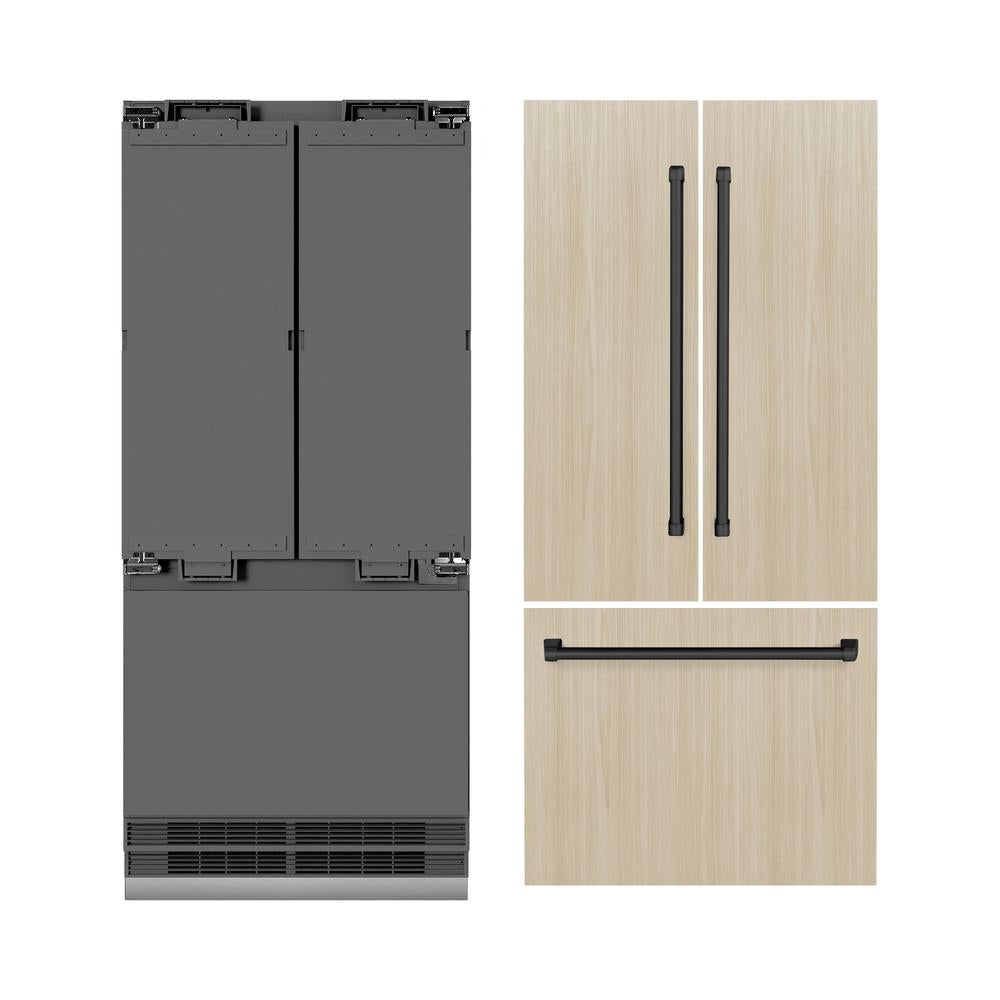 Autograph Edition 36 In. 19.6 Cu. Ft. Panel Ready French Door Built-in Bottom Freezer Refrigerator With Water Dispenser And Ice Maker With Graphite Gray Interior And Matte Black Accents GRBIVZ36MB