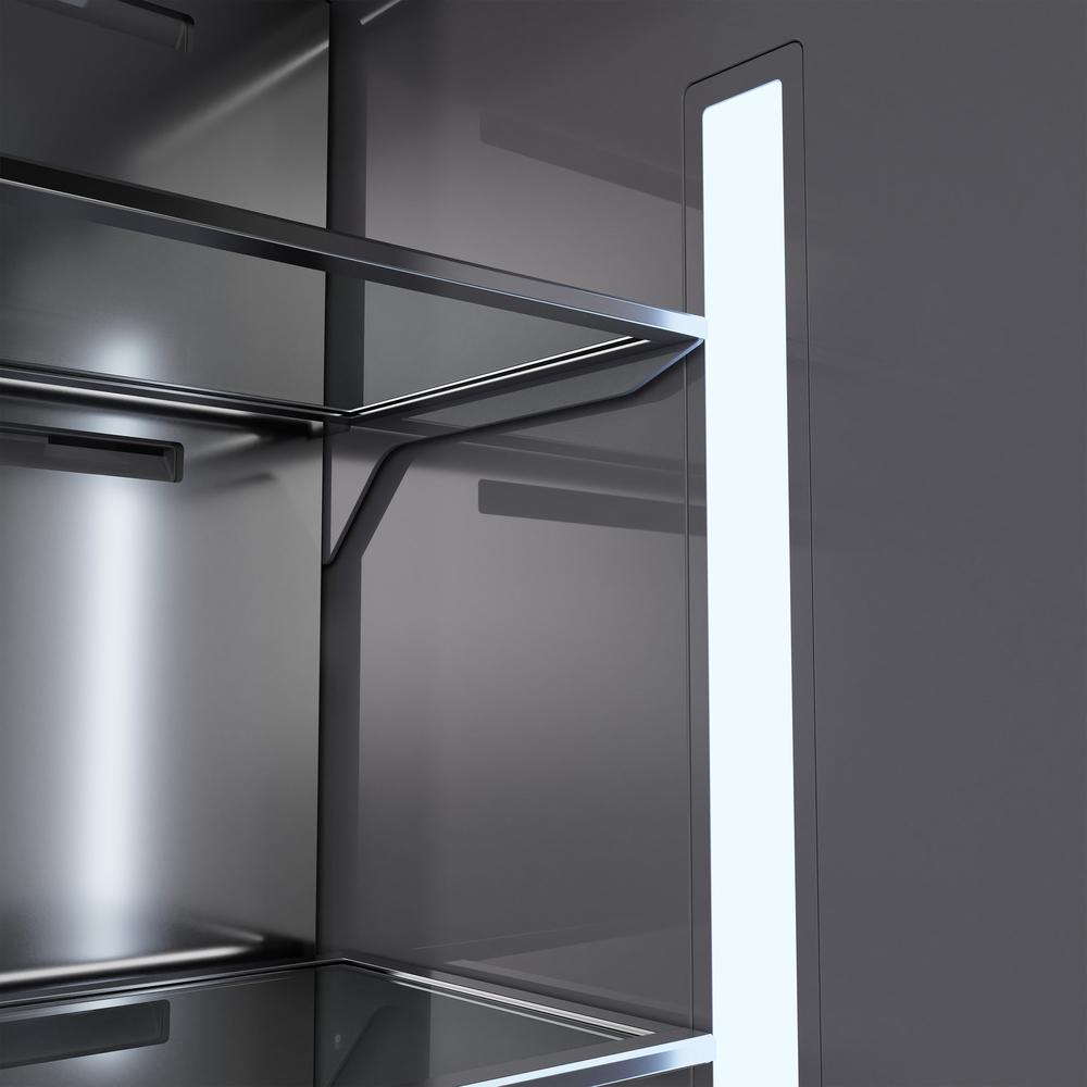 Autograph Edition 36 In. 19.6 Cu. Ft. Panel Ready French Door Built-in Bottom Freezer Refrigerator With Water Dispenser And Ice Maker With Graphite Gray Interior And Matte Black Accents GRBIVZ36MB