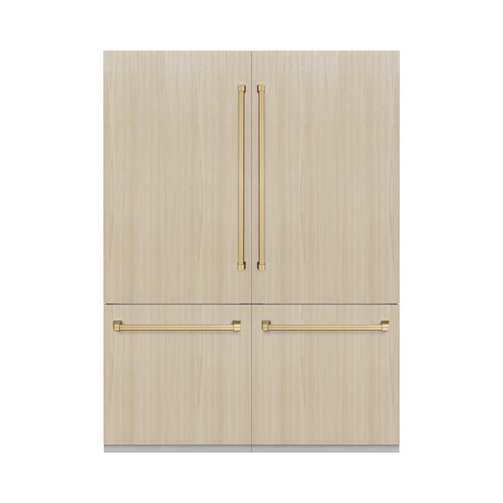 Autograph Edition 60 In. 32.2 Cu. Ft. Panel Ready French Door Built-in Bottom Freezer Refrigerator With Water Dispenser And Ice Maker With Graphite Gray Interior And Champagne Bronze Accents GRBIVZ60CB