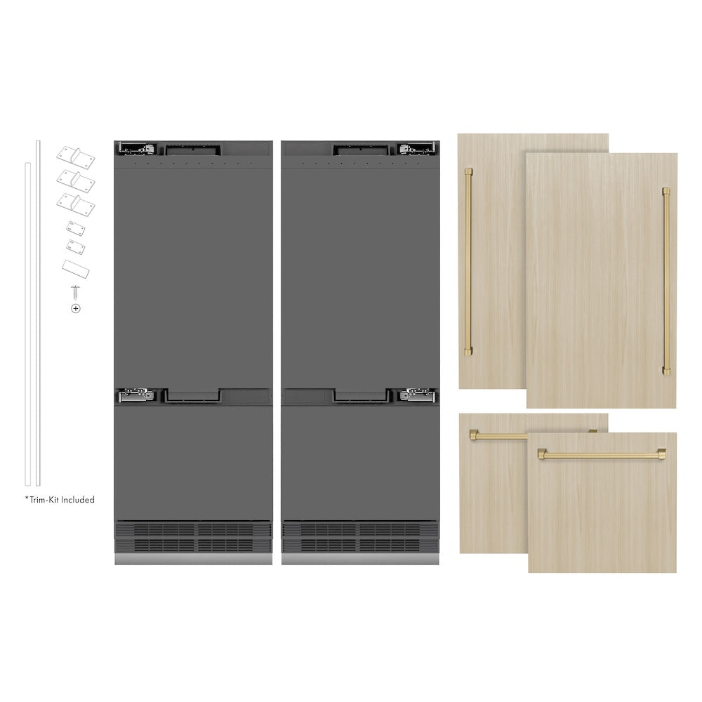 Autograph Edition 60 In. 32.2 Cu. Ft. Panel Ready French Door Built-in Bottom Freezer Refrigerator With Water Dispenser And Ice Maker With Graphite Gray Interior And Champagne Bronze Accents GRBIVZ60CB