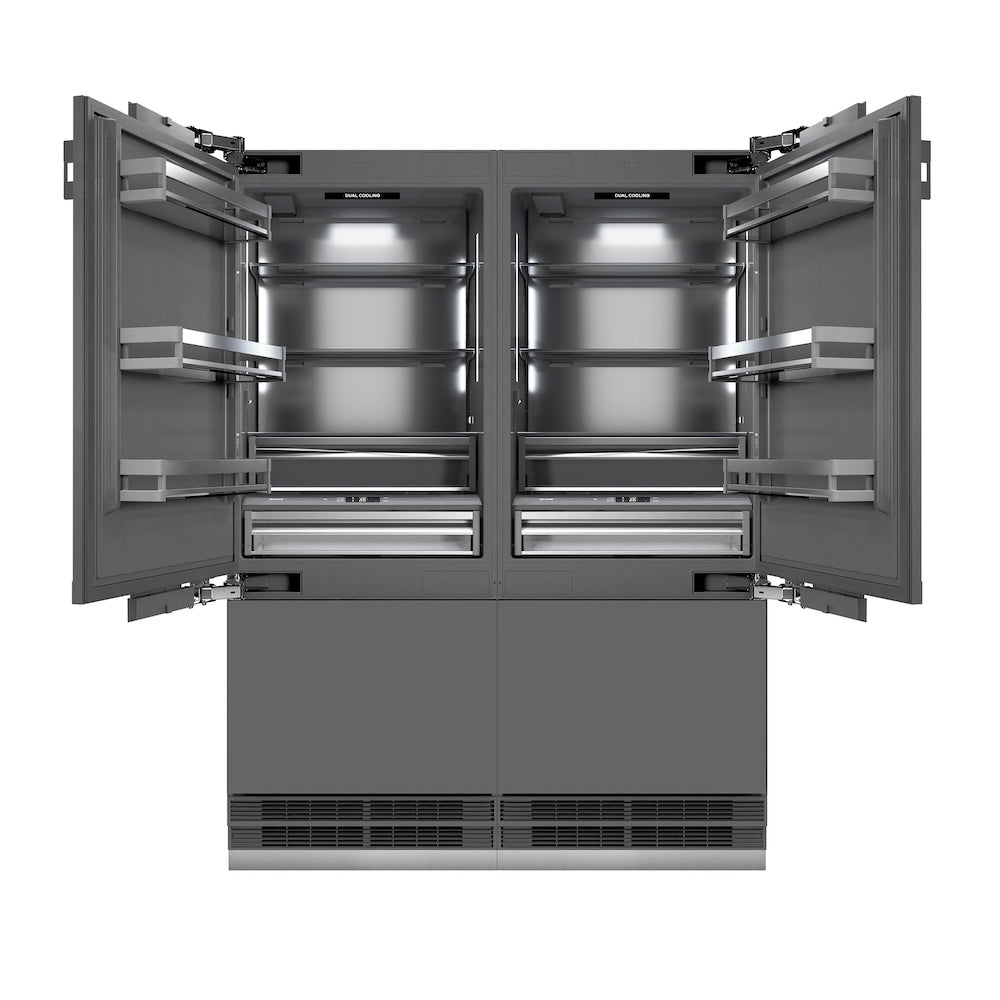 Autograph Edition 60 In. 32.2 Cu. Ft. Panel Ready French Door Built-in Bottom Freezer Refrigerator With Water Dispenser And Ice Maker With Graphite Gray Interior And Polished Gold Accents GRBIVZ60G