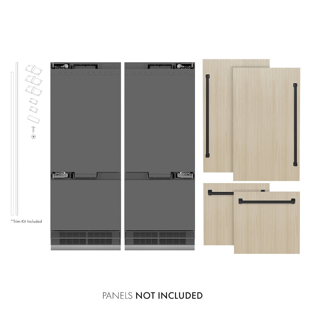 Autograph Edition 60 In. 32.2 Cu. Ft. Panel Ready French Door Built-in Bottom Freezer Refrigerator With Water Dispenser And Ice Maker With Graphite Gray Interior And Matte Black Accents GRBIVZ60MB