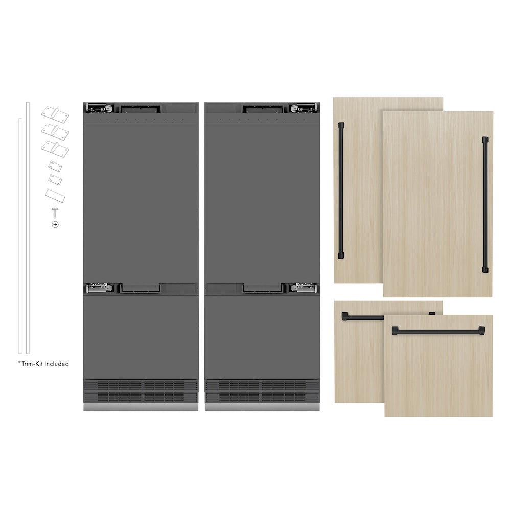 Autograph Edition 60 In. 32.2 Cu. Ft. Panel Ready French Door Built-in Bottom Freezer Refrigerator With Water Dispenser And Ice Maker With Graphite Gray Interior And Matte Black Accents GRBIVZ60MB