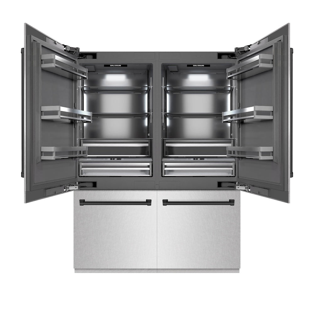 Autograph Edition 60 In. 32.2 Cu. Ft. French Door Built-in Bottom Freezer Refrigerator With Water Dispenser And Ice Maker In Satin Stainless Steel With Graphite Gray Interior And Matte Black 